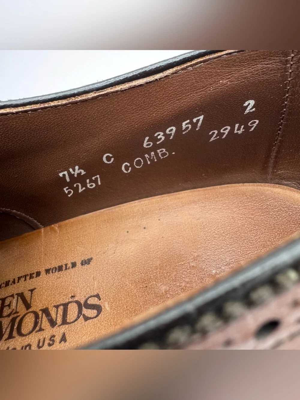 Allen Edmonds Sanford Men's 7.5 C Brown Leather Cap Toe Oxford Dress Shoes